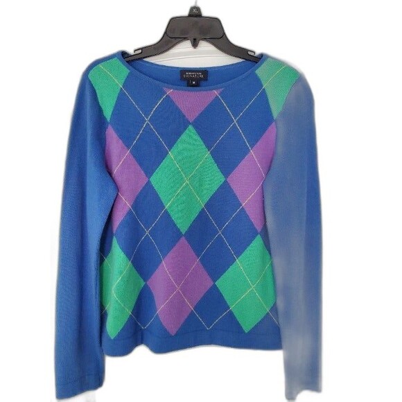 Jones New York Women's Cashmere Blend Argyle Sweater M - Picture 1 of 2
